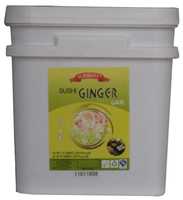 Jengibre en conserva premium para sushi, en rodajas rosas/blancas, con sal y vinagre
