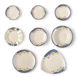 Vajilla de melamina rectangular con diseño floral, resistente a caídas, platos de servicio comerciales para hoteles y restaurantes. - Product Image 4