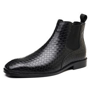 Nouveauté Bottes Chelsea à motif tissé grande taille Bottes à la cheville tendance pour hommes Grande taille 38-48 - Product Image 4