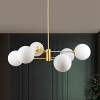 Lustre moléculaire Magic Bean à 6 lumières en verre moderne Design Globe Hauteur réglable pour salle à manger Foyer comme pièce de déclaration
