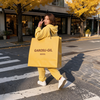 Sac de shopping de luxe en papier grande capacité personnalisé avec poignée en corde épaisse pour vêtements streetwear, souvenirs et emballage de détail vide