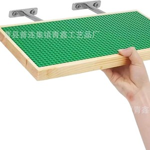 Wooden Storage <b>Shelf</b> Rectangle <b>Wall</b> <b>Mounted</b> Type For Building Blocks Display Rack Single Layer Home Decor Base - Product Image 1