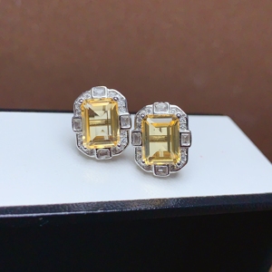 Hot Popular Fashion Luxury Wedding 925 Sterling Silver Natural <strong>Citrine</strong> <strong>Jewelry</strong> <strong>Set</strong> for Ladies in Dubai
