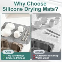 Tapis de séchage en silicone en gros pour cuisine, tapis d'égouttage, protection de comptoir d'évier, tapis antidérapant avec trou de suspension