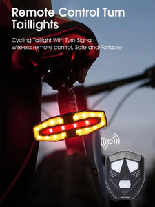 Rechargeable Bike Tail Light with Turn Signals Rear Light <b>Wireless</b> Remote Control Cycling Light for Night Riding - Product Image 2