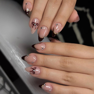 Faux ongles à presser Amande, motif <span class=keywords><strong>cerises</strong></span> fraîches, design fruit mignon, à coller, vente en gros - Product Image 6
