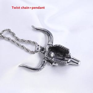 <span class=keywords><strong>Collier</strong></span> moulé en acier inoxydable <span class=keywords><strong>Collier</strong></span> pendentif tête de crâne de <span class=keywords><strong>taureau</strong></span> rétro <span class=keywords><strong>zodiaque</strong></span> pour homme - Product Image 6