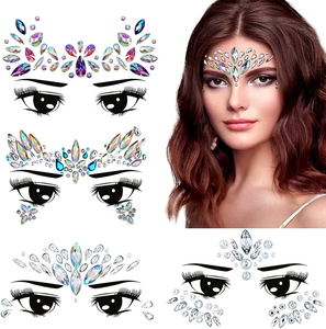 Mermaid face jewels sticker waterproof mermaid face painting strass body tattoo gem crystal glitter stickers - Product Image 1
