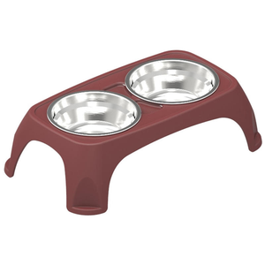 Comedero Doble Elevado Ajustable para Perros, Platos de Acero Inoxidable para Comida y Agua, para Uso en Interiores - Product Image 2