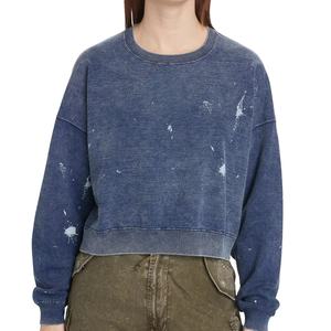 Sudadera Corta de Diseño Personalizado para Chicas, Cuello Redondo, Hombros Caídos, Manga Larga, Felpa Francesa, Estilo Informal - Product Image 1