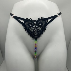 Culottes string sexy Ding Zhi Mei avec perles qui brillent dans le noir, lingerie pour femmes grandes tailles, transparentes, entrejambe ouvert, 6 couleurs, 3 tailles - Product Image 3