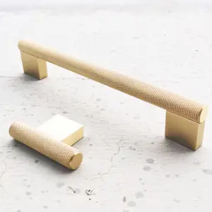 MAXERY New Knurled Drawer handles Solid Brass handles funiture Gold T bar Knobs Luxury Bedroom Wardrobe Handle