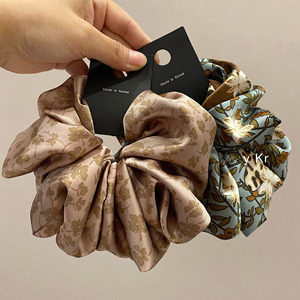 Accessoires pour cheveux en soie florale pour femmes, élastiques à cheveux surdimensionnés et bandeaux, grands chouchous, imprimé tendance en satin pour filles - Product Image 5