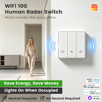 Sensor de Movimiento por Radar Humano Inteligente WiFi 10G para Smart Life, Interruptor de Pared EU sin Neutro, Control Remoto por APP, Temporizador, Alarma, Hogar Inteligente