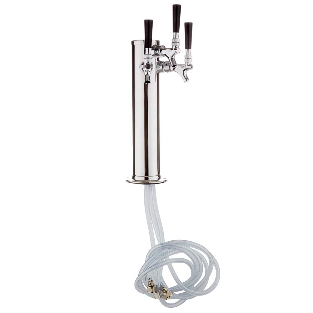Home Brew 3 Tap Stainless Steel Chrome Draft Beer dispenser tower