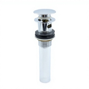 Válvula de desagüe de lavabo push-down pop-up cromada con orificio de desbordamiento, fácil de limpiar, para lavabo de baño de hotel - Product Image 4