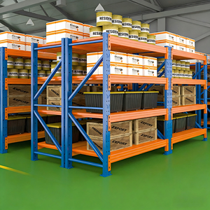 מדפי מתכת מתכווננים למחסן, מדפי פלדה נערמים, מדפי מתכת כבדים 200 ק\"ג 300 ק\"ג 500 ק\"ג, מתקן אחסון פלדה נערם למחסן - Product Image 1