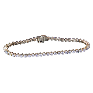 Zyorio Jewels 14K Gold Plated Bezel Setting Diamond Chain Link <b>Charm</b> Bracelet Classic Design Women/Unisex Wedding Gift - Product Image 1