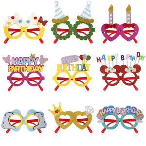 Lunettes en feutre et plastique amusantes aux couleurs de dessin animé, joyeux <span class=keywords><strong>anniversaire</strong></span>, accessoires de photomaton pour fête d'<span class=keywords><strong>anniversaire</strong></span> d'enfants, vente en gros - Product Image 1