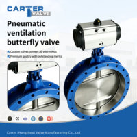 Compuerta de ventilación neumática de mariposa de hierro fundido WCB 304 con brida tipo wafer y actuador de aire modulante para HVAC, aire y polvo, PN6 ANSI150