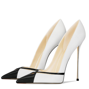 New Patchwork Slim High <b>Heels</b> Big Size 47 Women Dress Pumps Mixed Color Stiletto Basic Wide Feet Evening Shoes - Product Image 4