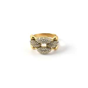แหวนแฟชั่น สแตนเลสสตีล 316L ชุบทอง PVD ประดับคริสตัล ดีไซน์สวยหรู - Product Image 1
