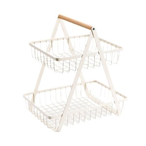 Double Layer Desktop <b>Storage</b> <b>Basket</b> Rectangle 2 Tier Portable Standing Fruit Snack <b>Vegetable</b> Organizer - Product Image 5