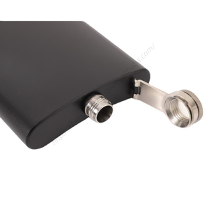 Gourde à vin portable en acier inoxydable LMK176 de 7 oz avec étui en cuir sergé noir et boîte EVA – Idéal pour cadeau (vente en gros) - Product Image 3