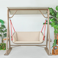 Haute qualité Patio + balançoires jardin balançoire ensemble plage énergie solaire métal Patio forgé fonte d'aluminium 2 places balançoire chaise