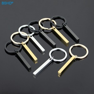 Thép không gỉ 4 mặt dọc 3D Bar Keychain cá nhân thời trang kim loại quà tặng với khắc logo Tàu ngay lập tức - Product Image 2