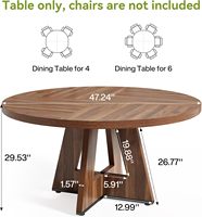 Table à manger ronde, table à manger de 47 pouces avec base en bois, tables de cuisine circulaires pour cuisine, salon (table uniquement)