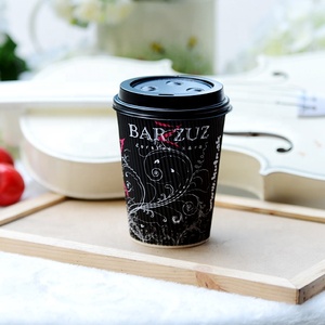 Gobelets en carton ondulé jetables noirs 8oz 12oz 16oz à paroi ondulée avec couvercle, personnalisables avec logo, pour café, thé, jus à emporter - Product Image 2