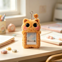 Porte-cartes en peluche Kawaii personnalisé, porte-clés, design animal de dessin animé, OEM, 3 pouces, présentoir pour photocartes K-pop, pour carte d'étudiant, vente en gros