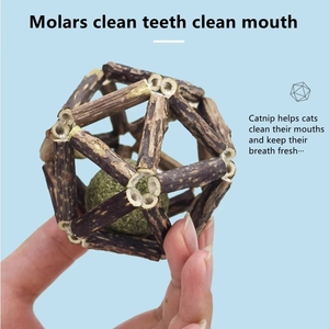 Fabrika Toptan Doğal Gümüş Asma Kediotu Topu Diş Temizleme Molar Çiğneme Oyuncağı İnteraktif Zil Topu İç Mekan Yavru Kedi Oyuncağı - Product Image 4