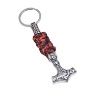Porte-clés Viking Mjolnir en acier inoxydable avec ancre de bateau et breloque parapluie, design tressé pour pendentif de voiture ou bijou