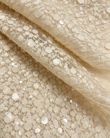 Tissu en tulle lourd et volumineux avec sequins et perles, broderie multicolore faite à la main, maille extensible en polyester/métallique pour mariage