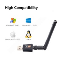 AC600 USB WiFi 5 Adapter Antena Ganda Jaringan 600Mbps Dual Band 2.4G 5G WiFi Adapter untuk PC, Plug and Play, Mendukung Win10/11