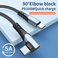 3ft 5A USB3.2 10Gbps 4K @ 60Hz PD 100W USB C a USB C Cable Codo de 90 grados Carga súper rápida Thunderbolt 3 USB Tipo C Cable