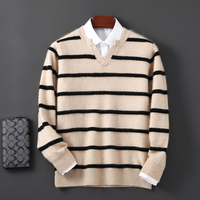Pull en laine pure à 100% pour homme, col en V, tricot de qualité supérieure pour l'automne et l'hiver, OEM ODM, vente en gros d'usine