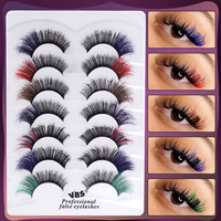 7 Paar 3D Farbige Synthetische Wimpern Set Maschinengefertigt für Festliche Silvester-Cosplay-Partys Bühnen-Make-up-Aufführungen
