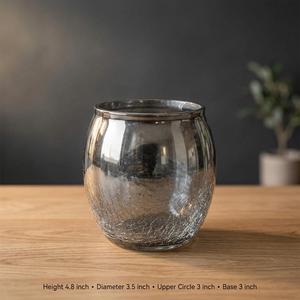 Florero Redondo de Vidrio Transparente Gris, Diseño Moderno Hecho a Mano, Decoración Navideña para el Hogar, Centro de Mesa para Sala de Estar o Comedor - Product Image 2