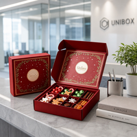 Boîte cadeau magnétique rouge de luxe avec séparateurs pour chocolats et bonbons, logo personnalisé, estampage or, emballage en carton, boîtes en papier