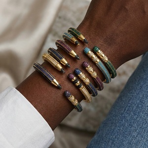 Creative Pencil Cuff <strong>Bangle</strong> for Women <strong>Copper</strong> 18K Gold Plated Colorful Cubic Zirconia Open Bracelet Unique Teacher Jewelry Gift - Product Image 1