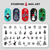 Décoration d'ongles de Noël multi-motifs Estampage d'ongles Modèle personnalisé Artiste Manucure Kit métallique Plaques d'estampage d'ongles DIY