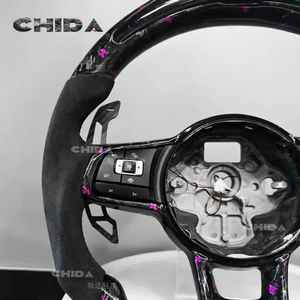 Convient à Volk-<span class=keywords><strong>sw</strong></span>-ag-en <span class=keywords><strong>Golf</strong></span> 7 <span class=keywords><strong>GTI</strong></span>, CC, Magten, Passat, Tiguan Custom purple Forged Carbon Fiber LED Steering Wheel - Product Image 6