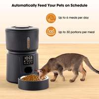 Comedero Inteligente para Mascotas de 3L, Dispensador Automático de Comida para Gatos, Control por Aplicación, Tazón de Acero Inoxidable, a Prueba de Fugas, Alimentación Lenta, Anti-Atascos