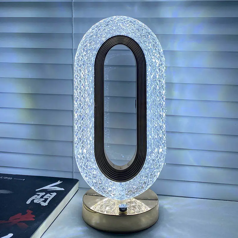 Restaurant de luxe décoration de la maison lampe de table en cristal 3 température de couleur lampe tactile Transparent vente chaude moderne LED acrylique