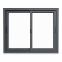 Jendela Geser Vertikal Aluminium Kaca Ganda dengan Thermal Break, Kedap Suara, Hemat Energi, Jendela Rumah Modern