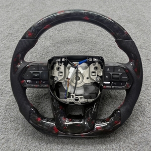 Volante Deportivo de Fibra de Carbono Forjado Rojo con Levas de Cambio, Compatible con <span class=keywords><strong>Toyota</strong></span> <span class=keywords><strong>Corolla</strong></span>, Fortuner, Land Cruiser LC70, Hilux, Camry - Product Image 1