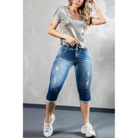 Pantalon en jean taille haute élastique pour femme, style ou logo personnalisé, fabrication ODM, coupe crayon, décontracté, grandes tailles